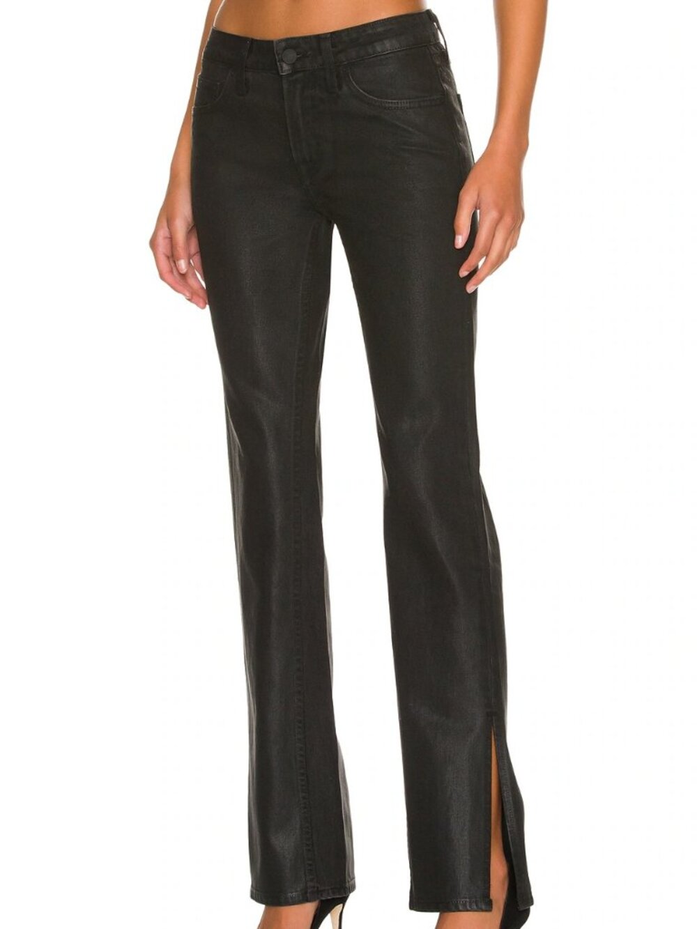 GRLFRND The Hailey Low Slim Boot Jeans Coated Denim NWT